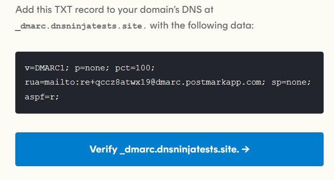 An example of a DMARC record for a domain name