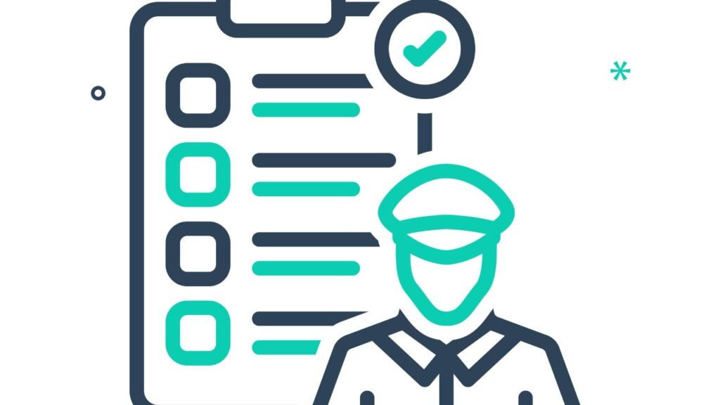 security guard with a security checklist for email